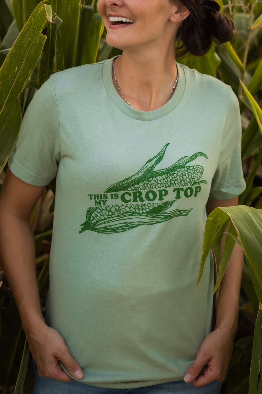 This is My Crop Top Graphic Tee in Heather Sage | Sizes S - 3XL - Rosebud&#39;s Tees