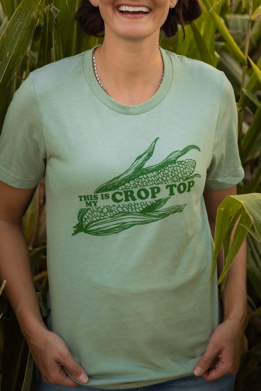 This is My Crop Top Graphic Tee in Heather Sage | Sizes S - 3XL - Rosebud's Tees