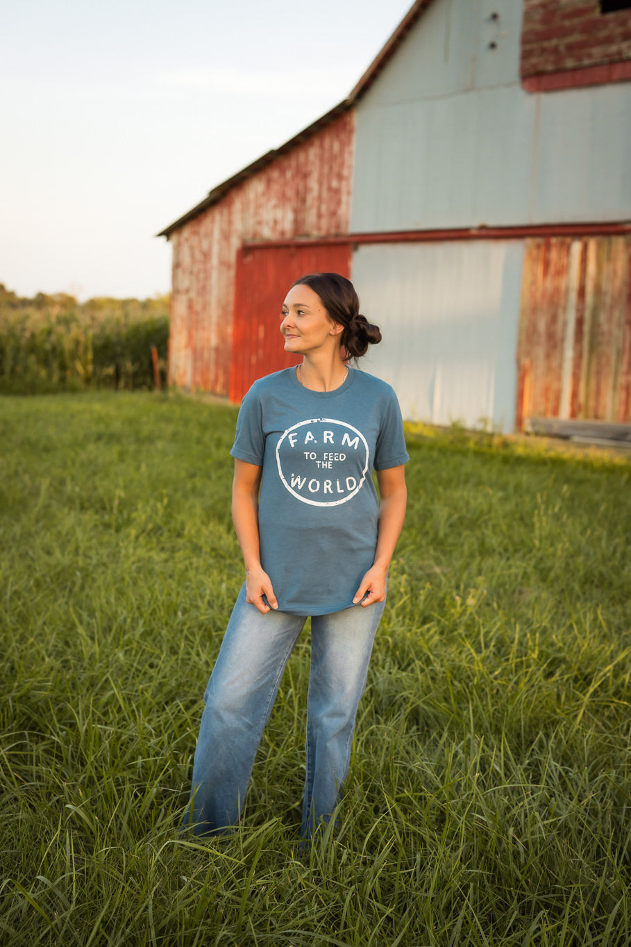 Feed the World Graphic Tee in Deep Teal | Sizes S - 3XL - Rosebud's Tees