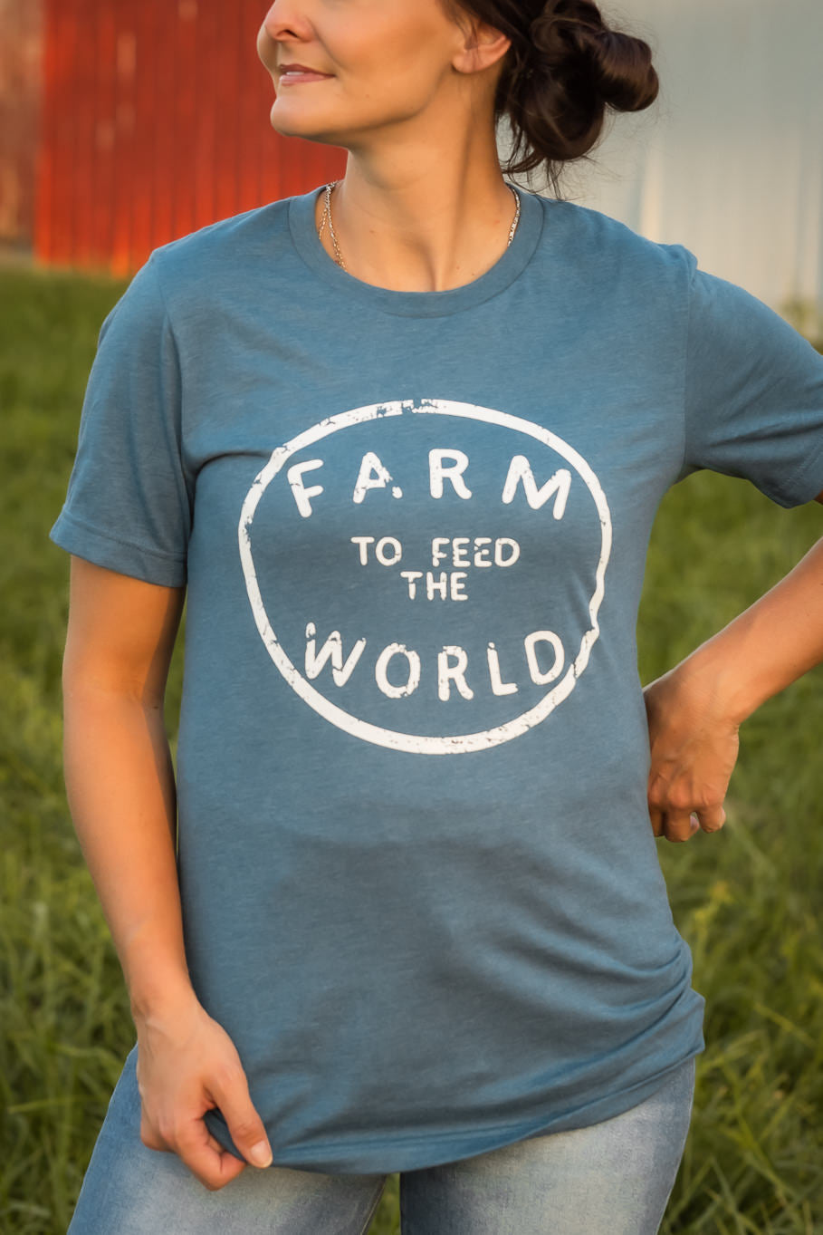 Feed the World Graphic Tee in Deep Teal | Sizes S - 3XL - Rosebud&#39;s Tees