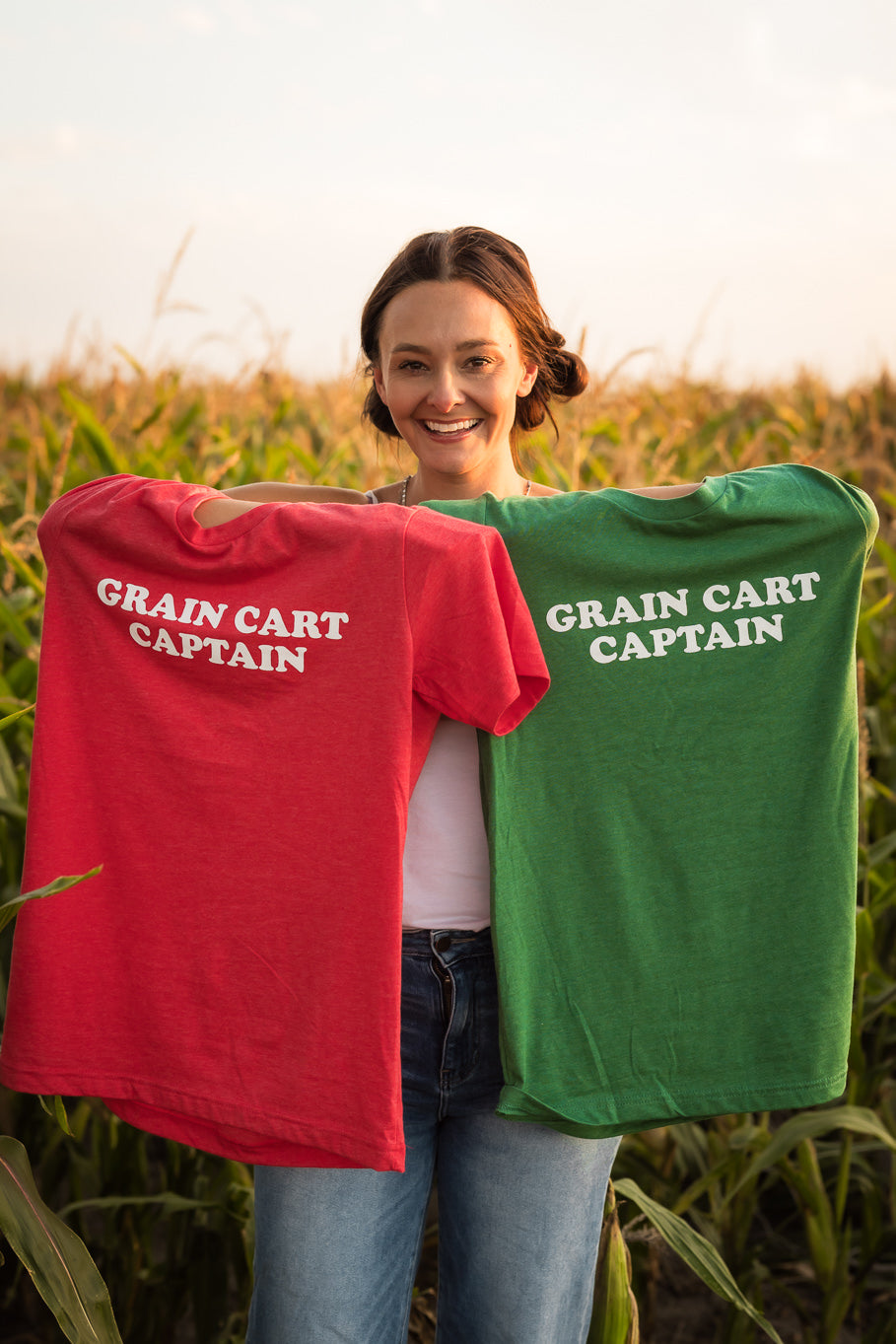 Grain Cart Captain Graphic Tee in Heather Red | Sizes S - 3XL - Rosebud's Tees