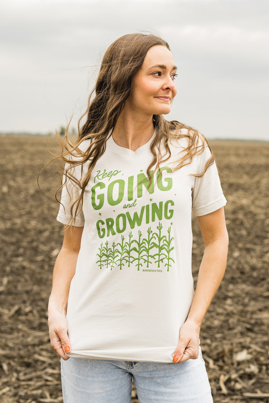Keep Going and Growing Graphic Tee in Heather Dust | Sizes S - 3XL - Rosebud&#39;s Tees