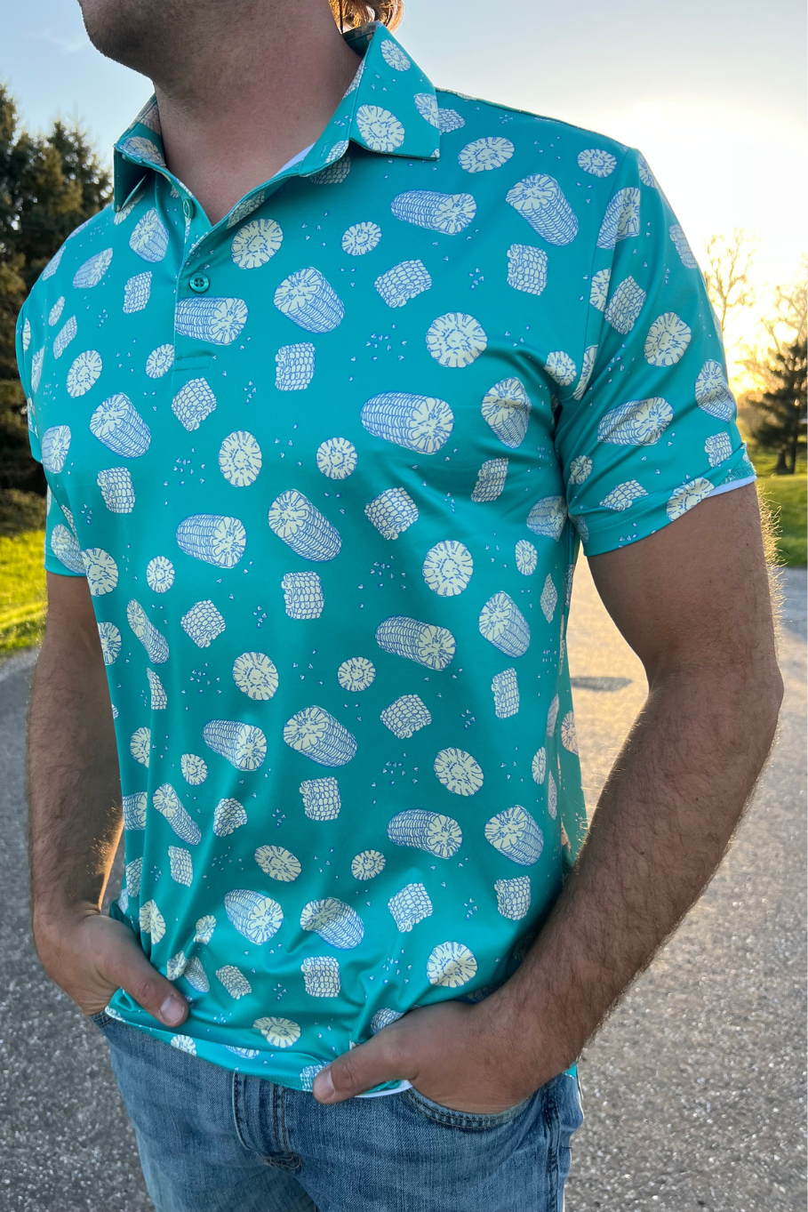 Corn on the Cob Sea Green Polo