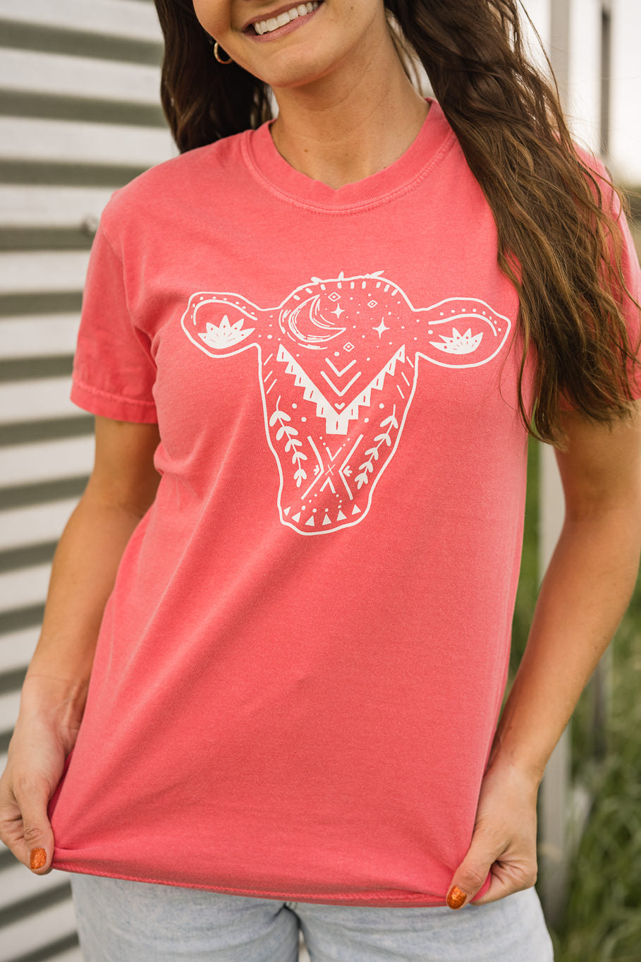 Midnight Heifer Graphic Tee in Watermelon | Sizes Adult S - 3XL - Rosebud&#39;s Tees