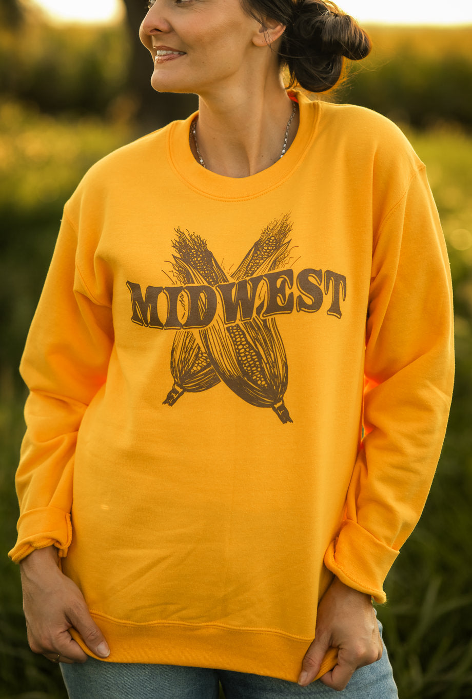 Midwest Sweatshirt in Gold | Sizes S - 3XL - Rosebud's Tees