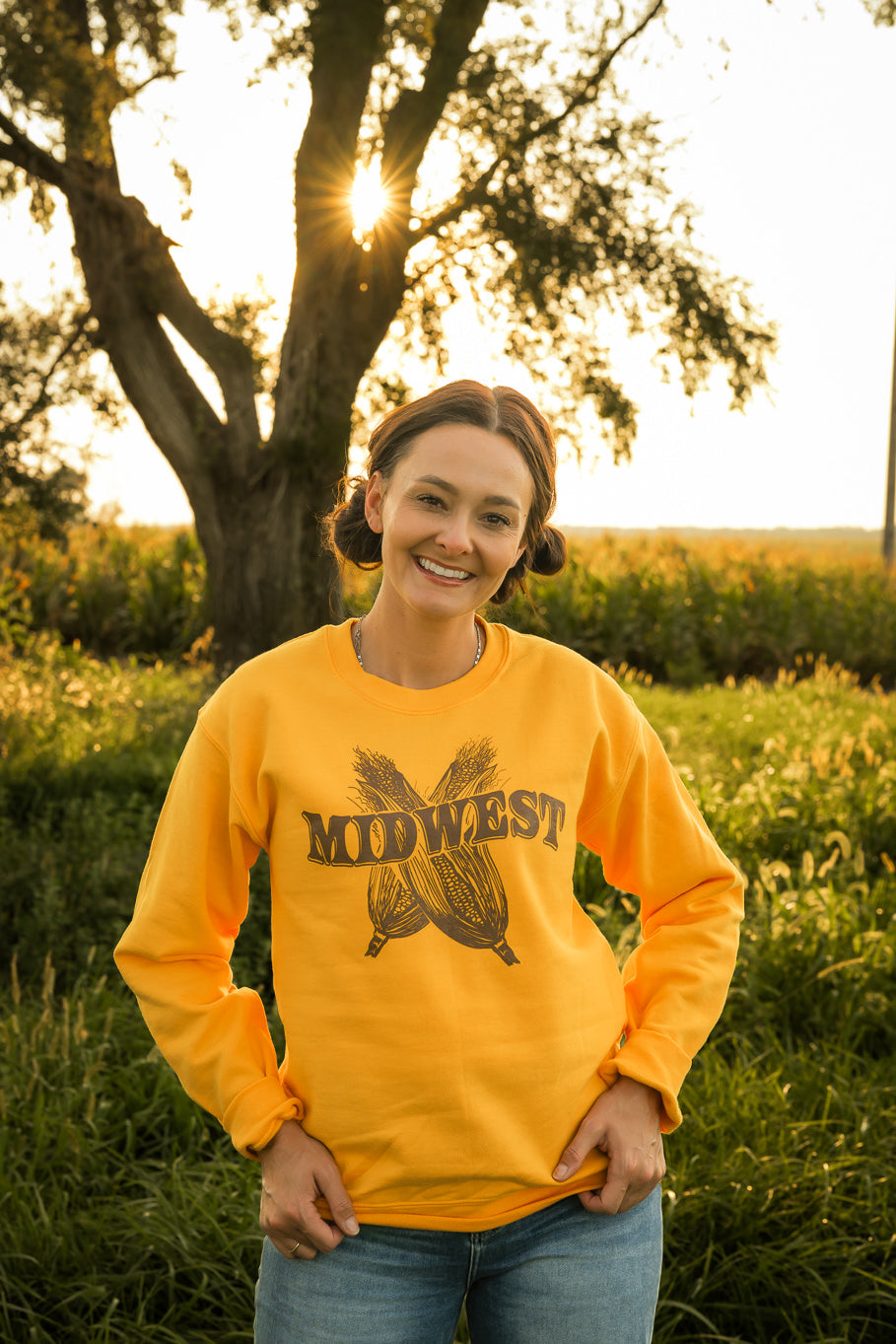 Midwest Sweatshirt in Gold | Sizes S - 3XL - Rosebud's Tees