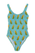 one piece corn swimsuit with blue and white stripes