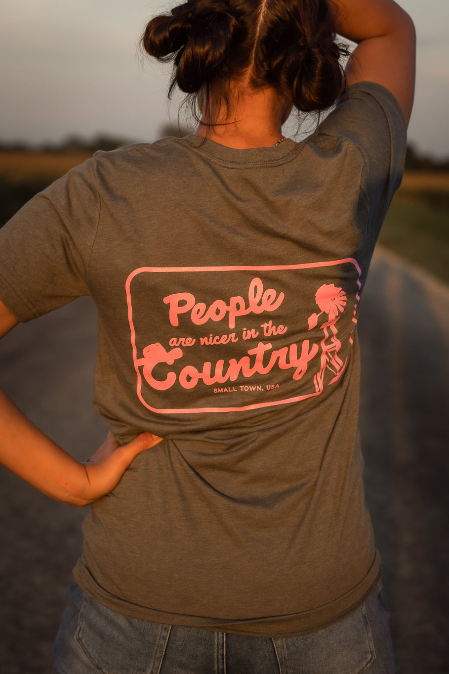 People Are Nicer In The Country Graphic Tee in Military Green | Sizes S - 3XL - Rosebud&#39;s Tees