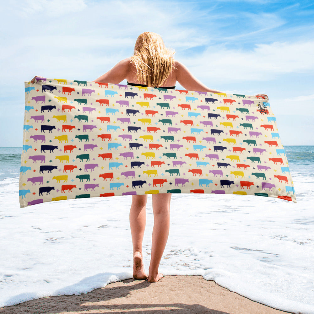 Colorful Cow Beach Towel