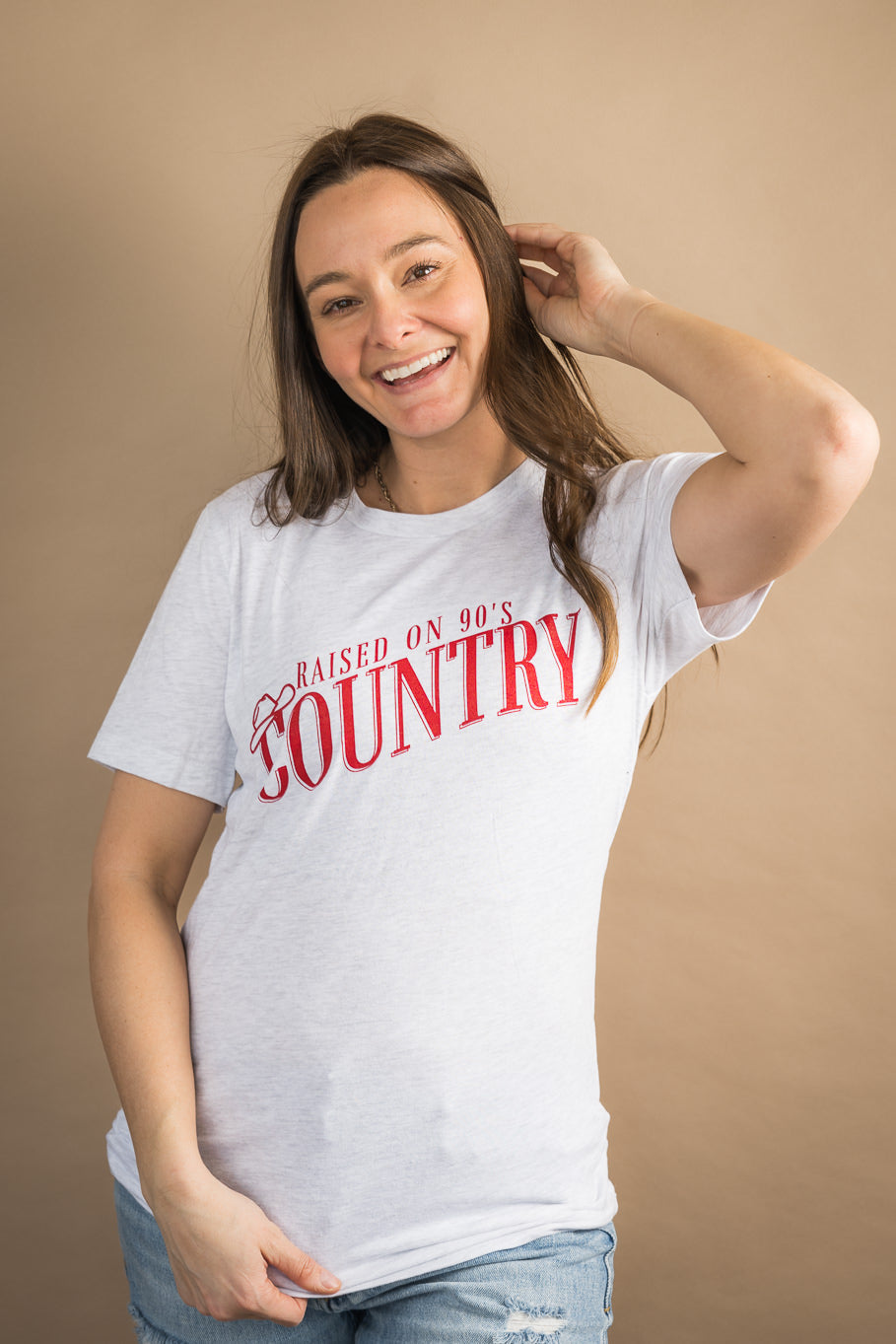 Raised on 90&#39;s Country Graphic Tee in Ash | Sizes S - 3XL - Rosebud&#39;s Tees