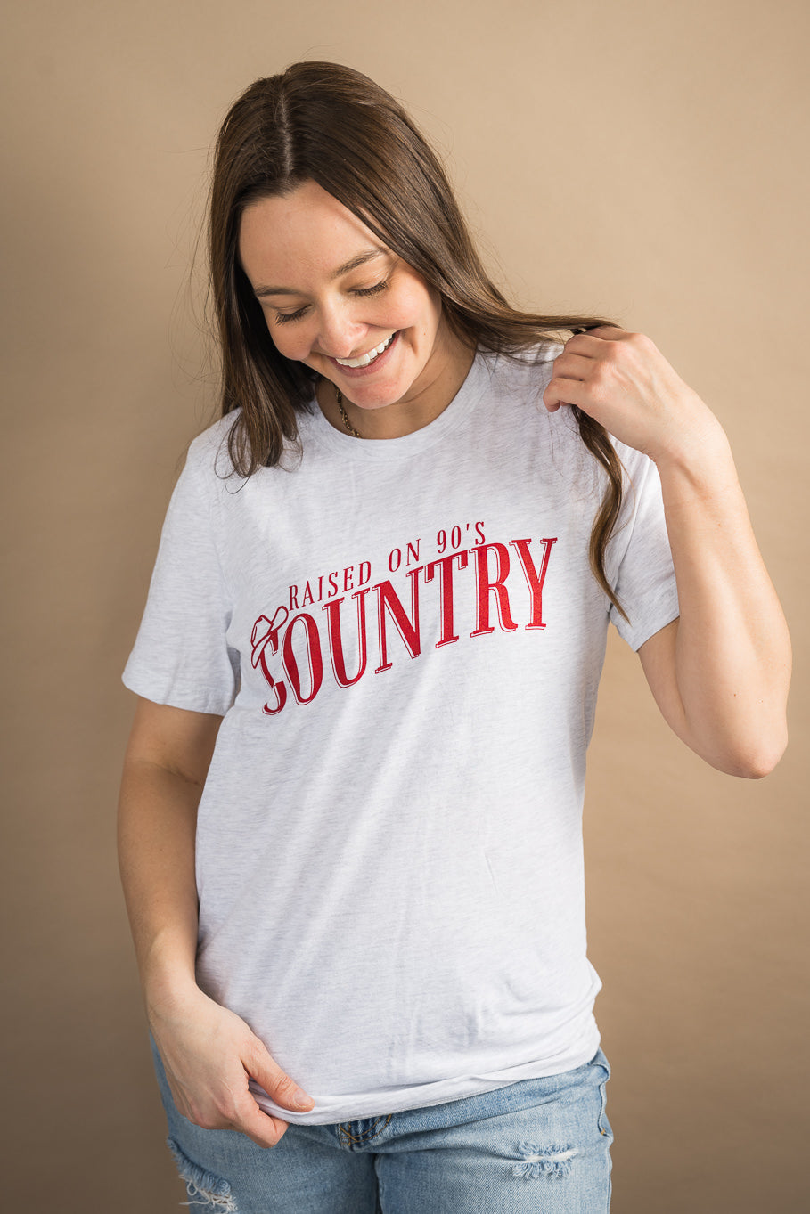 Raised on 90's Country Graphic Tee in Ash | Sizes S - 3XL - Rosebud's Tees