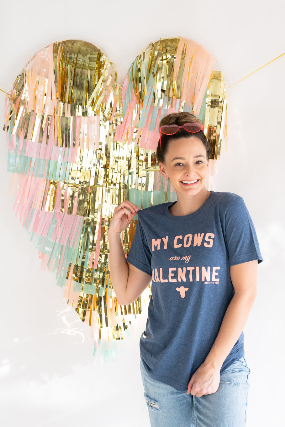 &quot;My Cows Are My Valentine&quot; Navy Graphic Tee (Toddler, Youth, Adult) - Rosebud&#39;s Tees