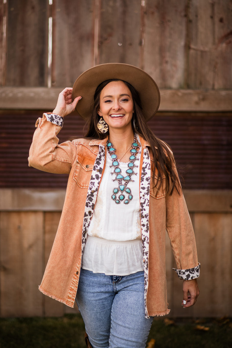 The Rural Dreamer&#39;s Shacket in Terracotta - Rosebud&#39;s Tees