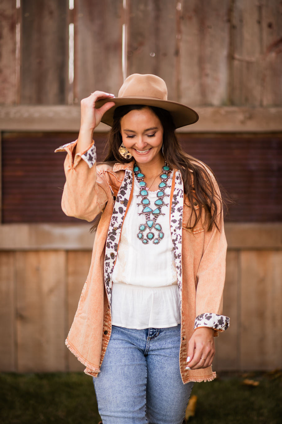 The Rural Dreamer&#39;s Shacket in Terracotta - Rosebud&#39;s Tees