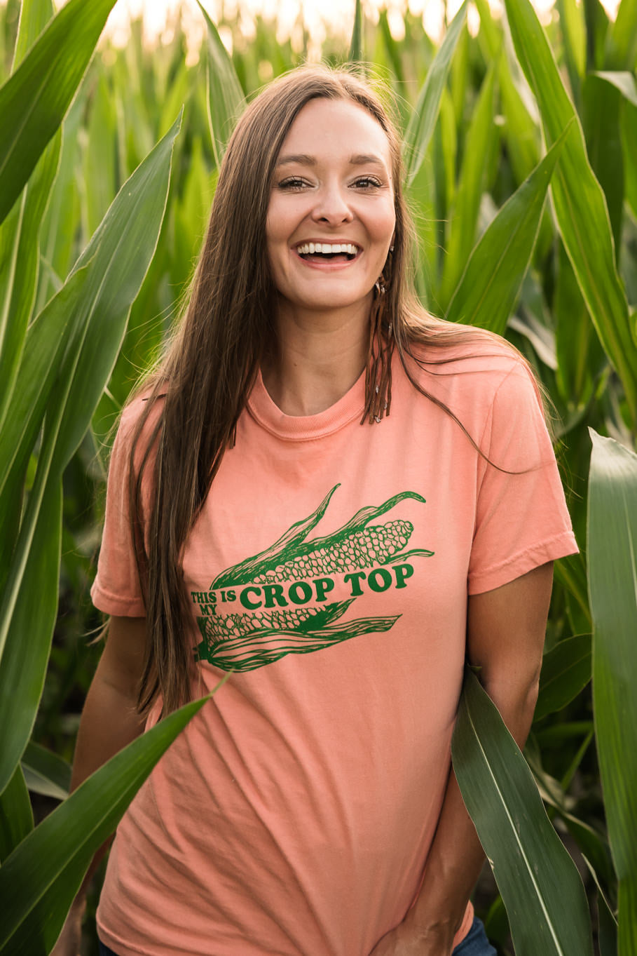 This is My Crop Top Graphic Tee in Coral | Sizes Adult S - 3XL - Rosebud&#39;s Tees