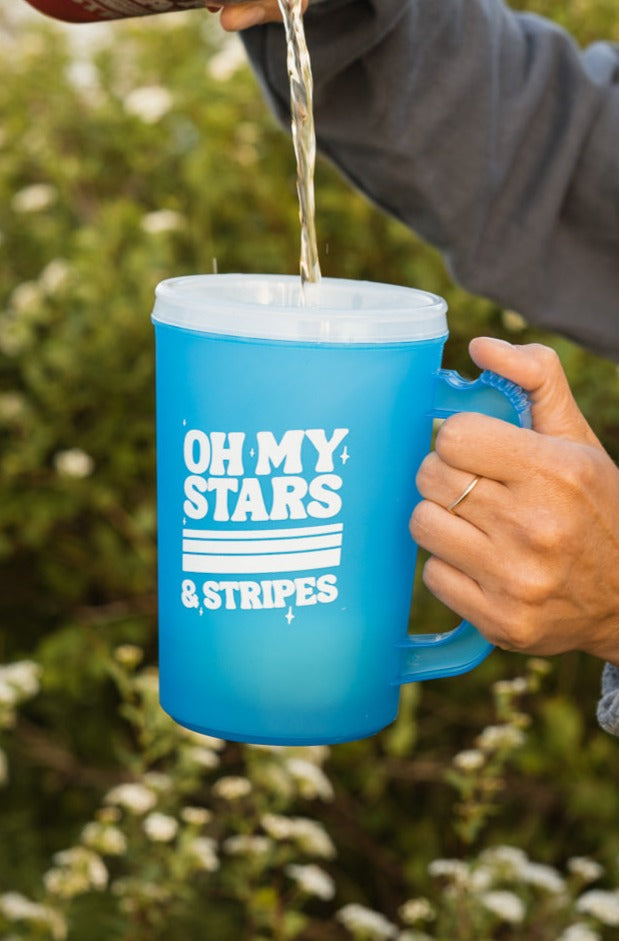 &quot;Oh My Stars and Stripes&quot; 22 oz Mega Mug in Frost Blue - Rosebud&#39;s Tees