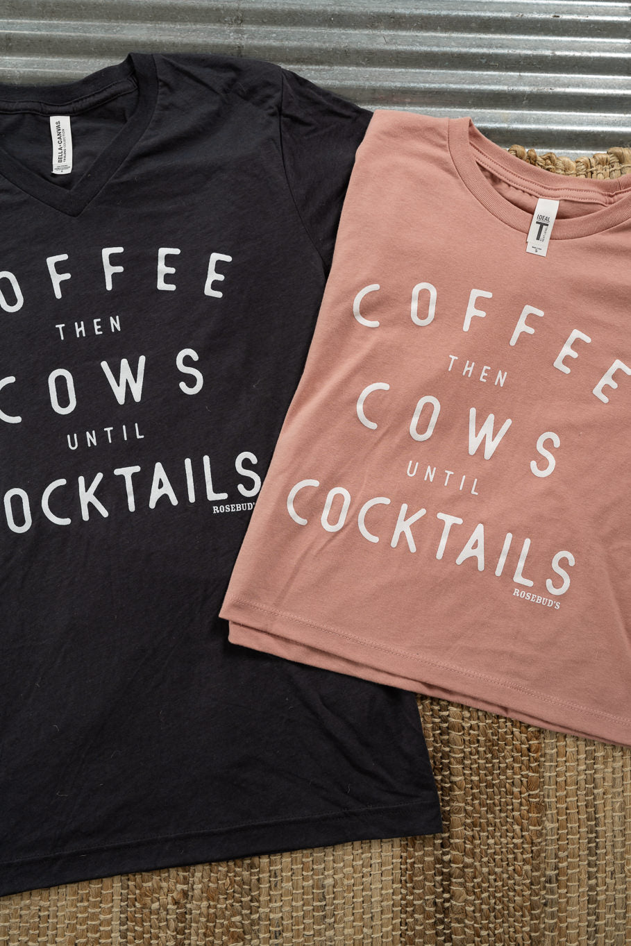 Coffee then Cows Until Cocktails Cropped Graphic Tee | Sizes S- 3XL - Rosebud's Tees